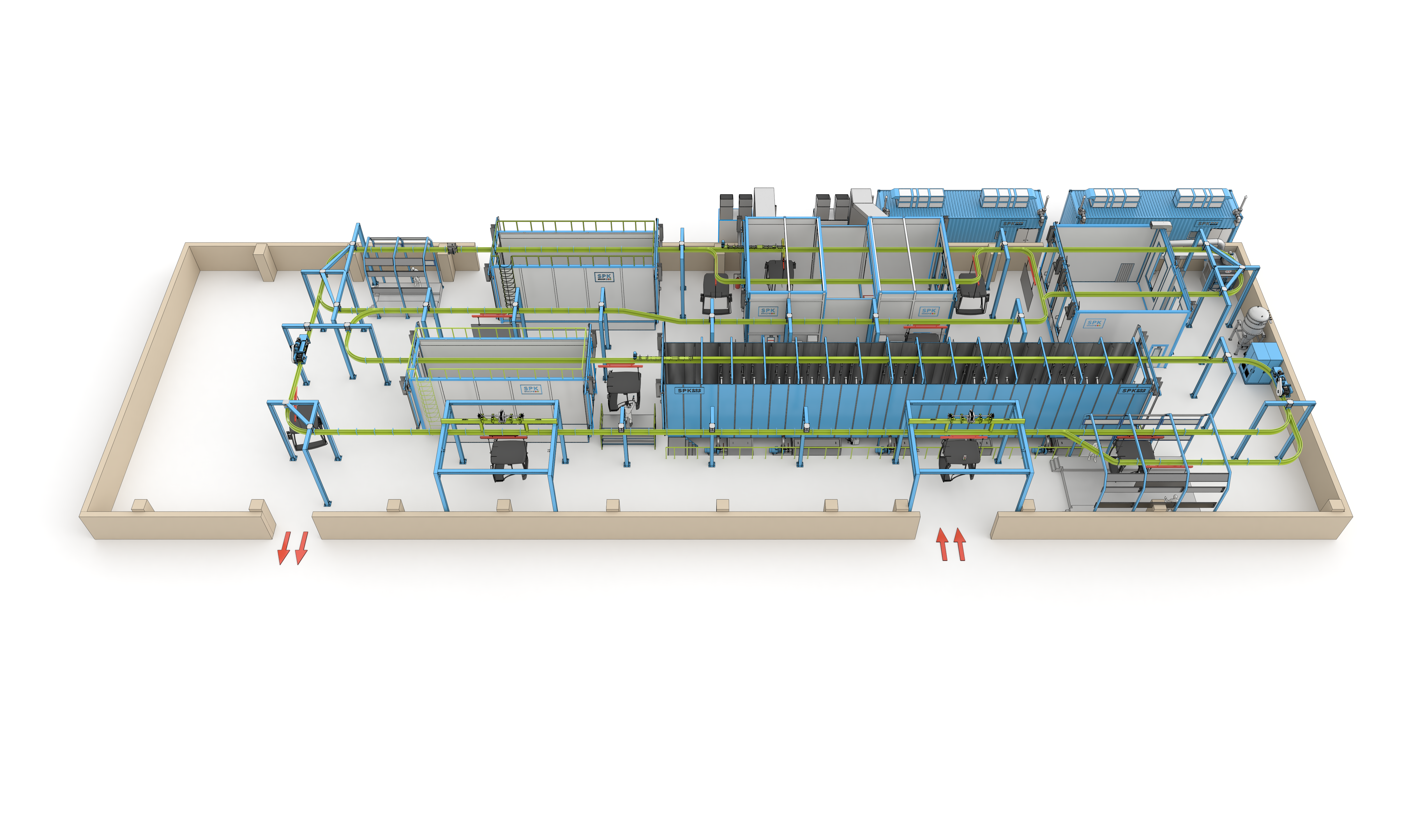 Линия порошковой окраски для сферы машиностроения с конвейером P&F Линия порошковой окраски для сферы машиностроения с конвейером P&F