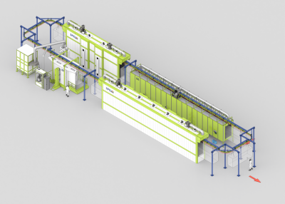 Линия порошковой окраски с автоматическом конвейером для металлоконструкций 