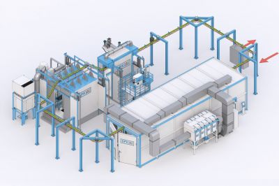 Комплекс оборудования для порошковой окраски с ручным подвесным конвейером SPK