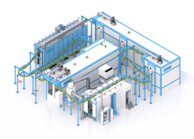 Комплекс оборудования для порошковой окраски с конвейерной системой