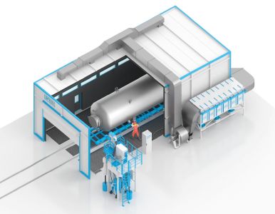 Дробеструйная камера SPK-15.7.5 для металлоконструкций