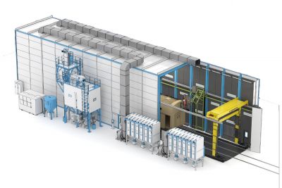 Автоматизированная дробеструйная камера тупикового типа обитаемая SPK-SBB-38.8.8