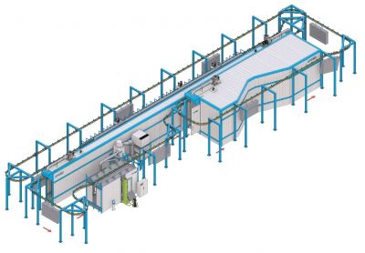 Комплекс оборудования для химической подготовки и порошковой окраски изделий с автоматическим конвейером SPK