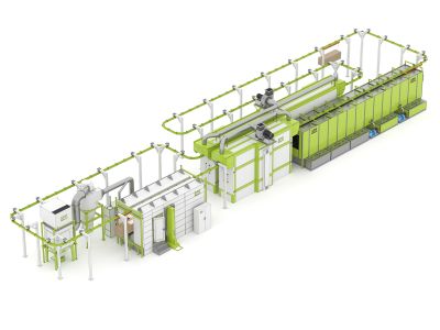 Комплекс оборудования для химической подготовки и порошковой окраски изделий с автоматическим конвейером SPK