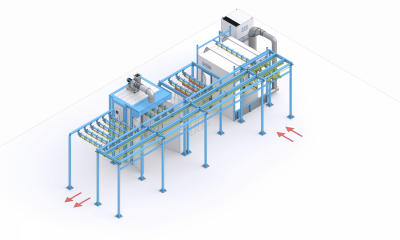 Комплекс оборудования для порошковой окраски с ручной конвейерной системой
